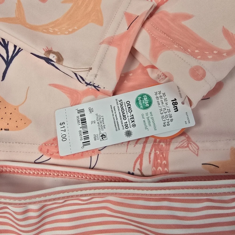 NWT Carter's Toddler Girls' 2-piece Mermaid Print LongSleeve Rashguard swimsuit